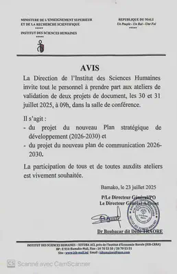 Avis officiel de convocation